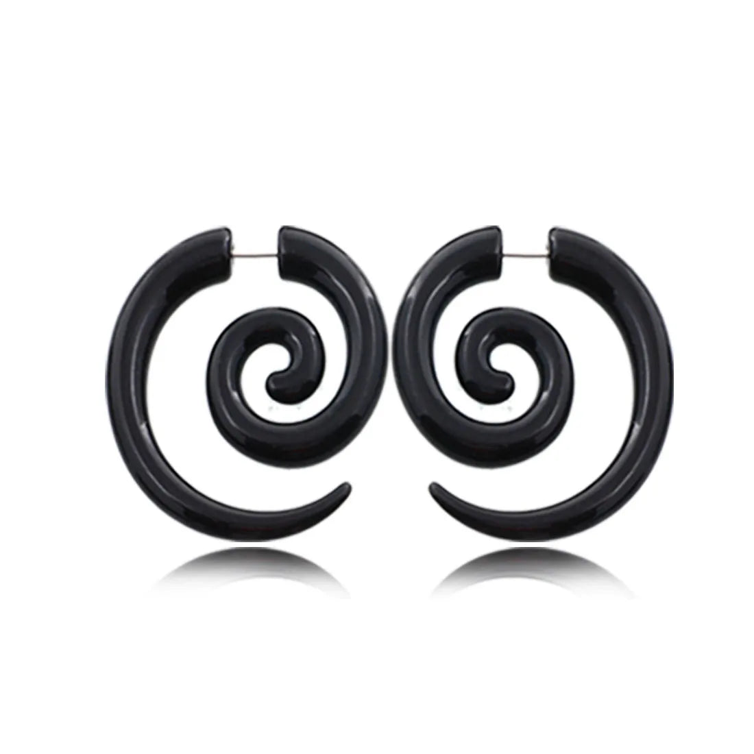 Faux écarteurs tribaux modèle spirale, noir