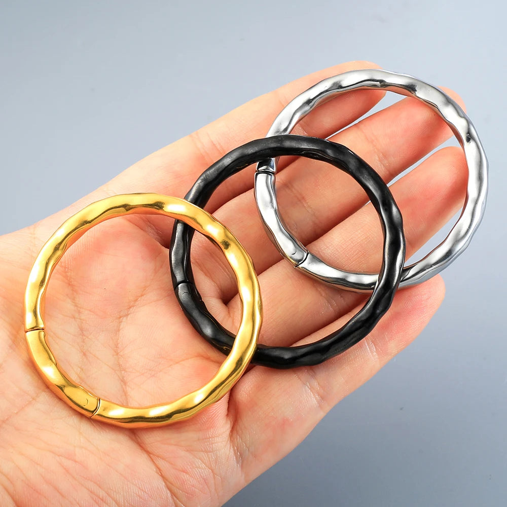 Poids d'oreille anneau martelé 50 mm en acier inoxydable