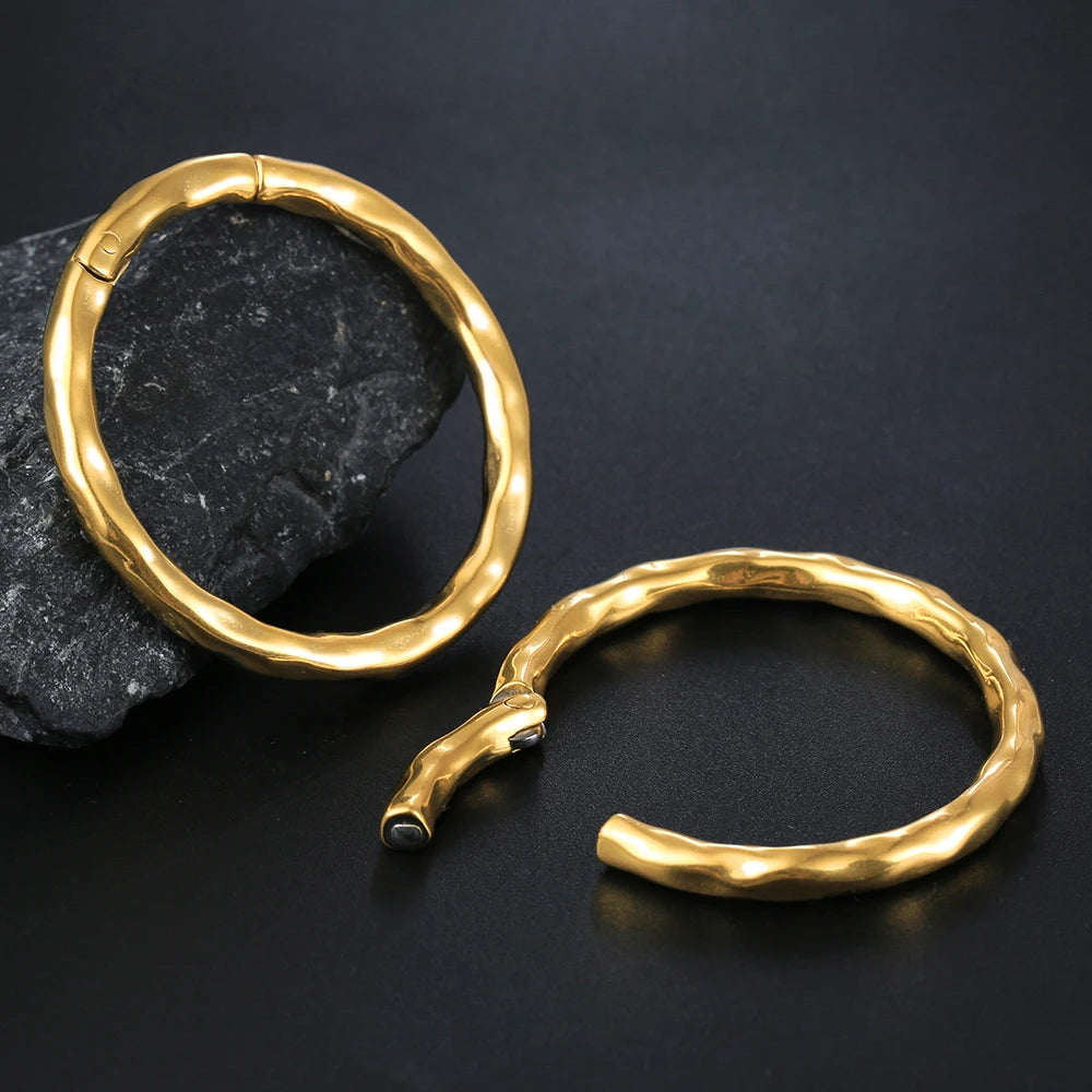 Poids d'oreille anneau martelé 50 mm en acier inoxydable