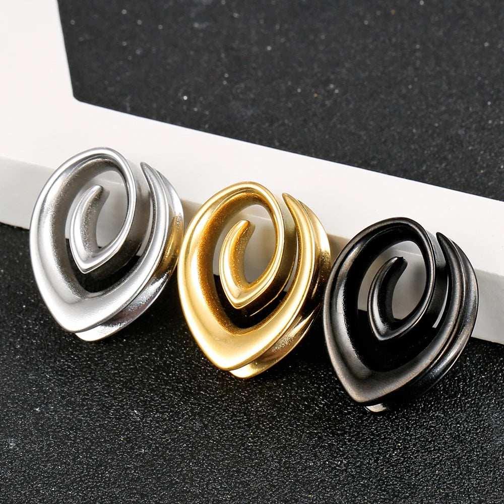 Écarteurs saddle spirale goutte en acier inoxydable (paire)