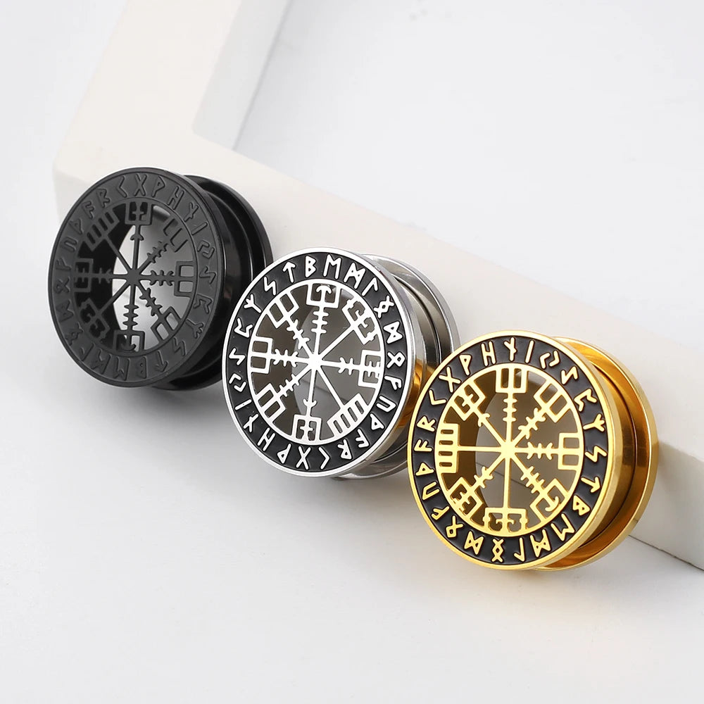 Tunnels runes vikings en acier 316 (paire)