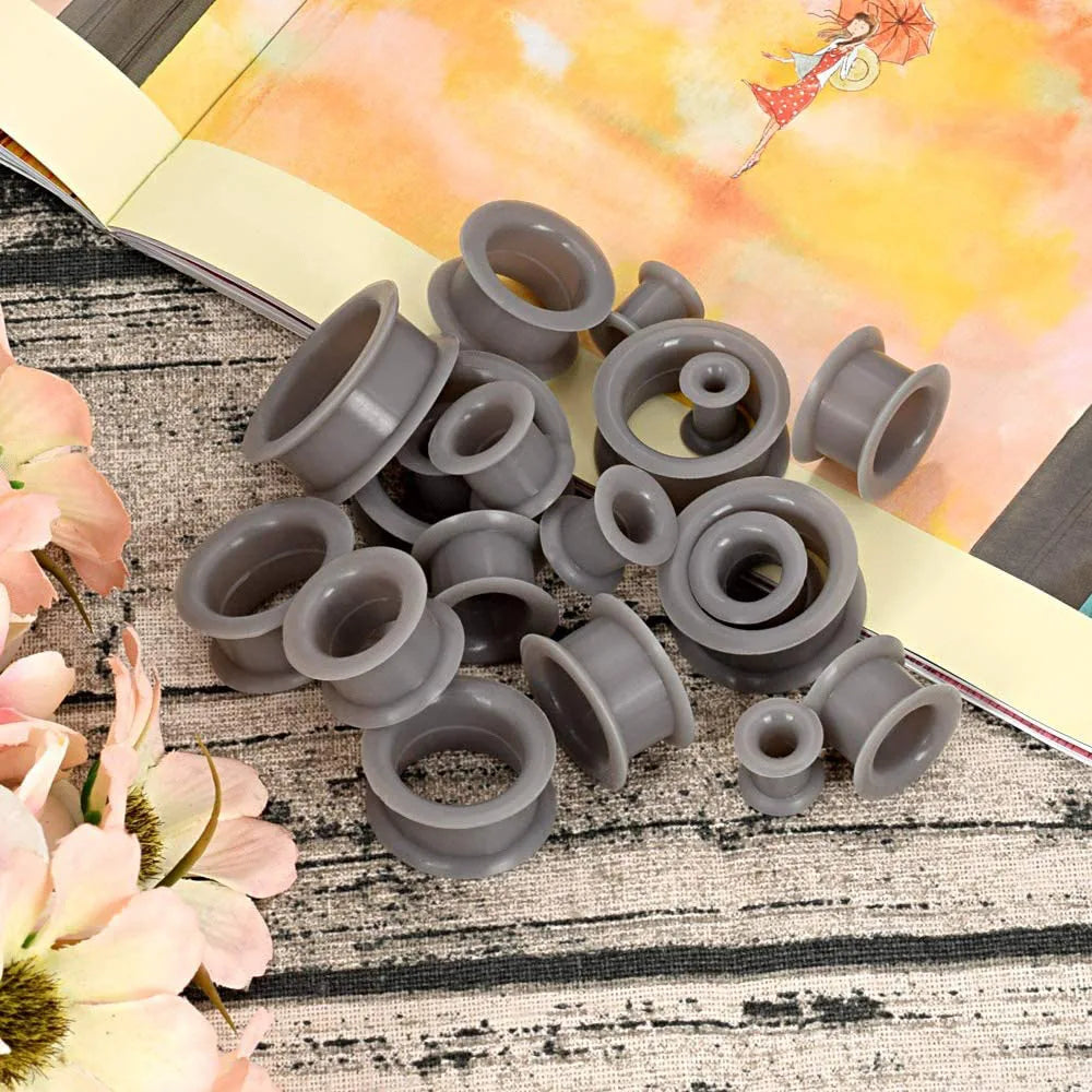 Plugs et tunnels en silicone, 3 à 48 mm (paire)