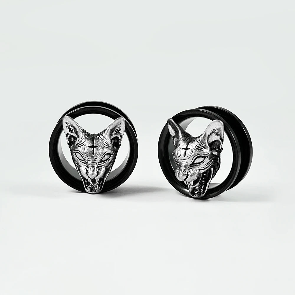 Plugs chat sphynx en acier, paire
