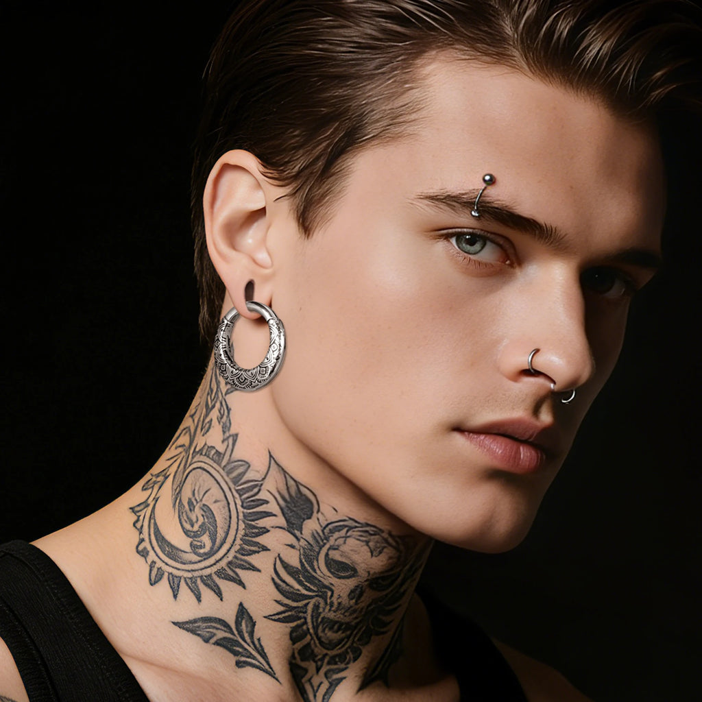 Poids d'oreille anneau vintage en acier 316L (paire)