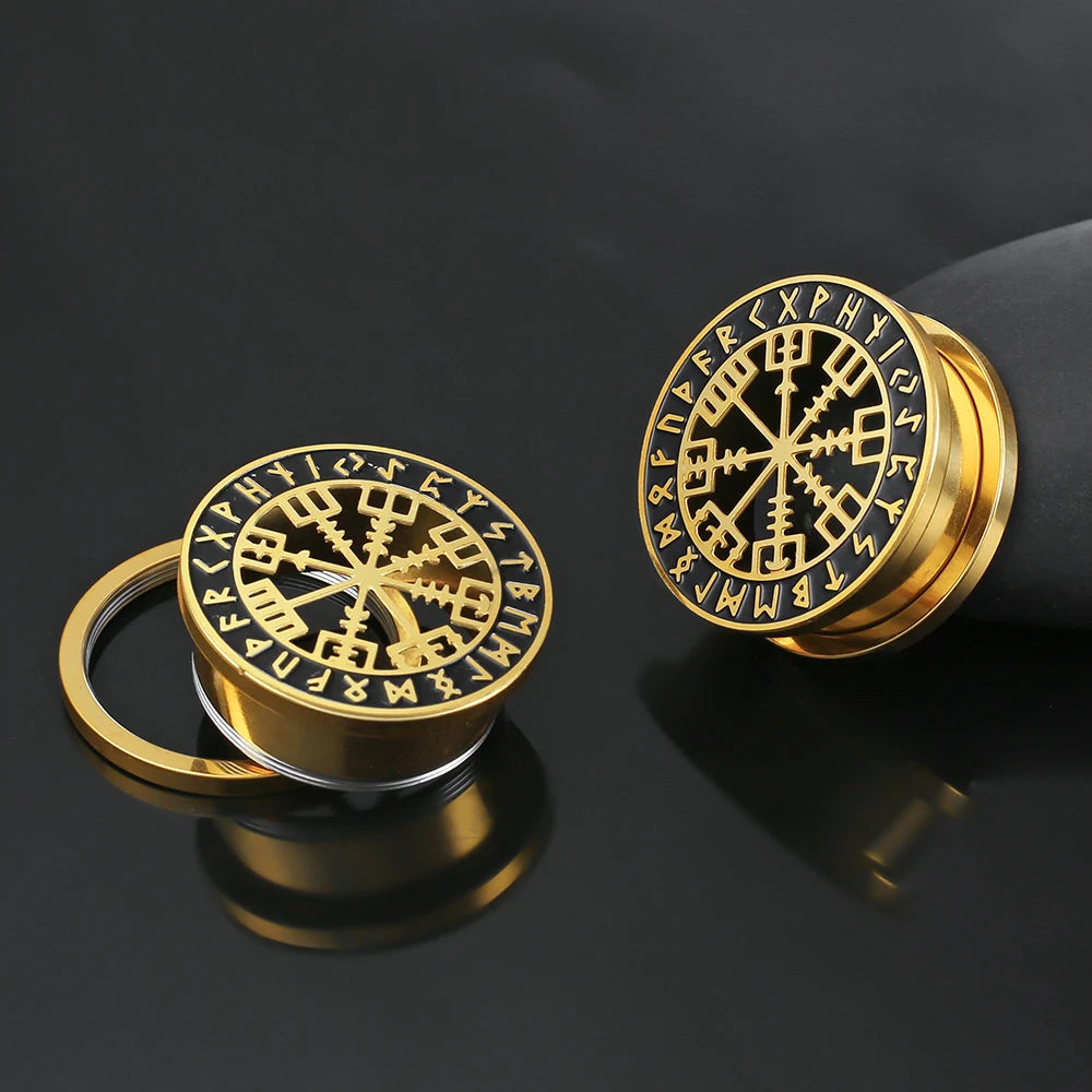 Tunnels runes vikings en acier 316 (paire)