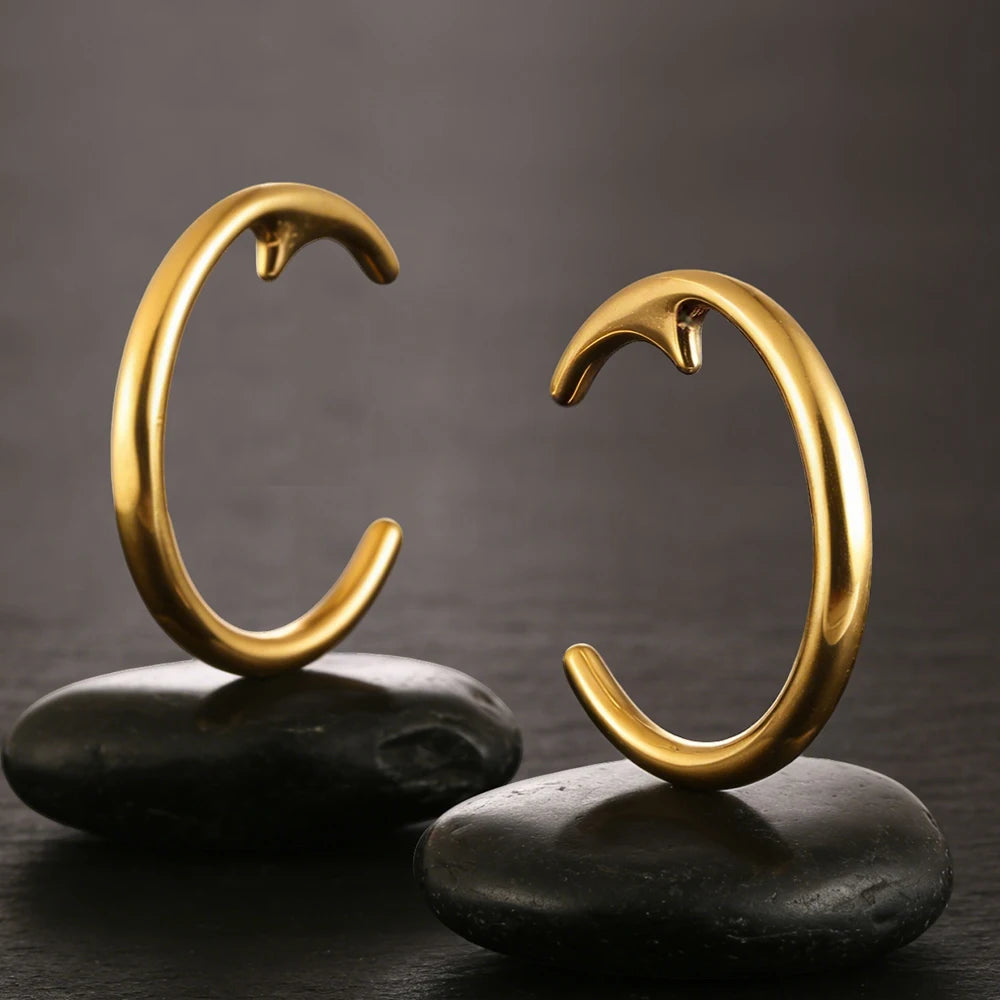 Poids d'oreille croissant de lune en acier inoxydable (paire)
