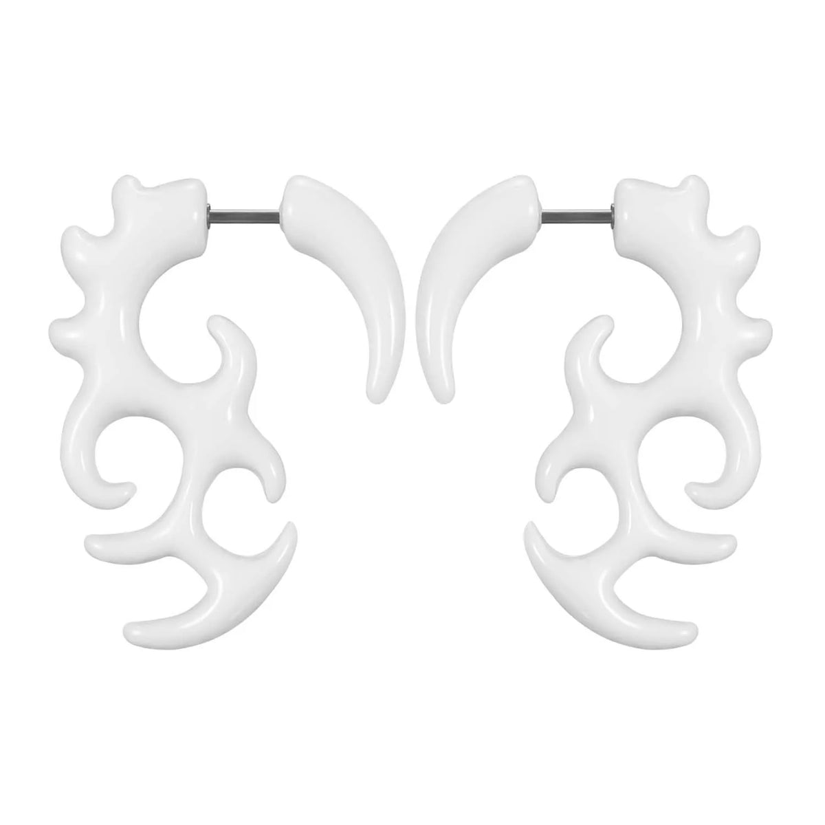 Faux écarteurs tribaux modèle flamme, blanc