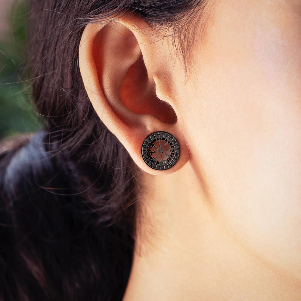 Tunnels runes vikings en acier 316 (paire)