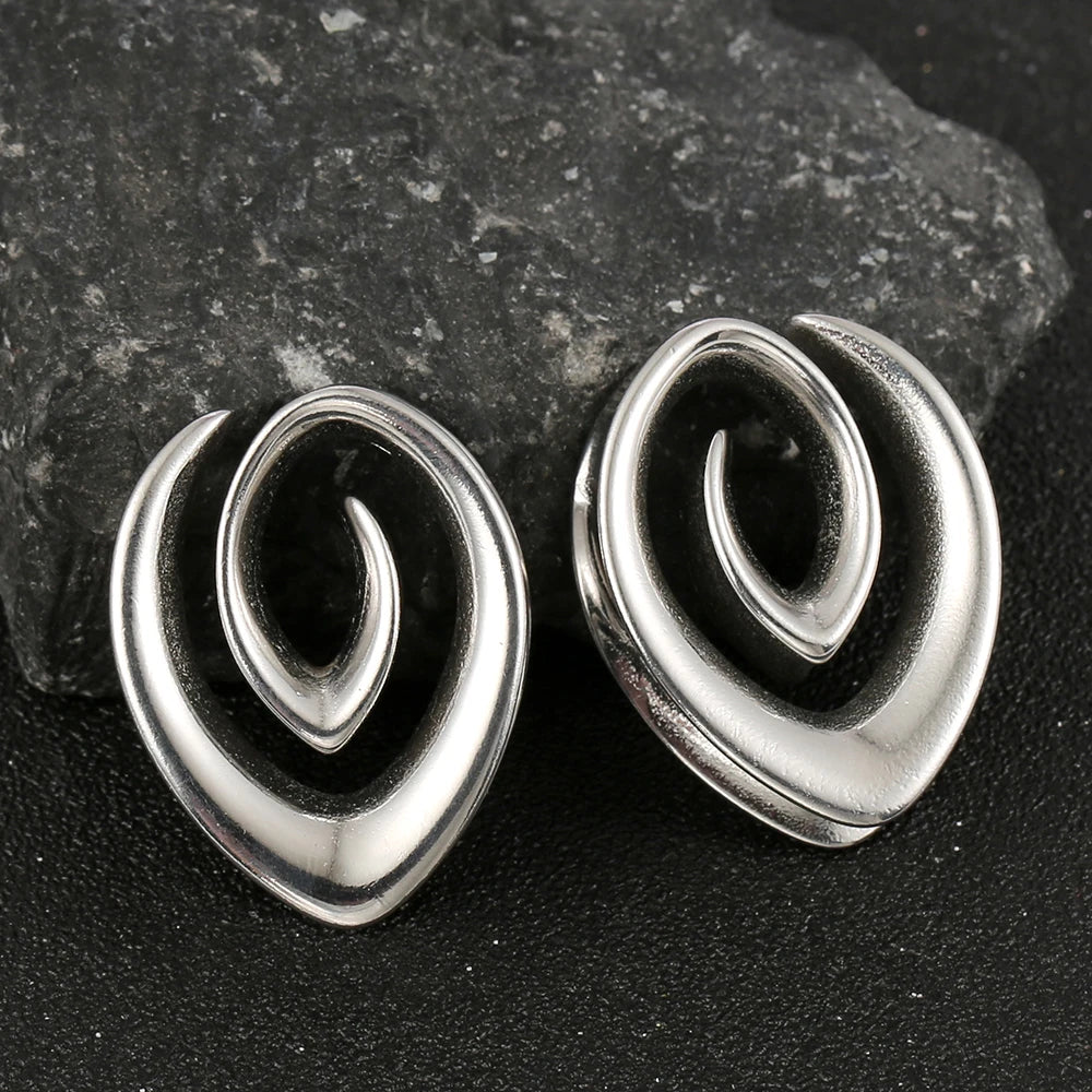 Écarteurs saddle spirale goutte en acier inoxydable (paire)