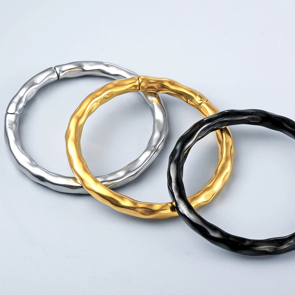 Poids d'oreille anneau martelé 50 mm en acier inoxydable
