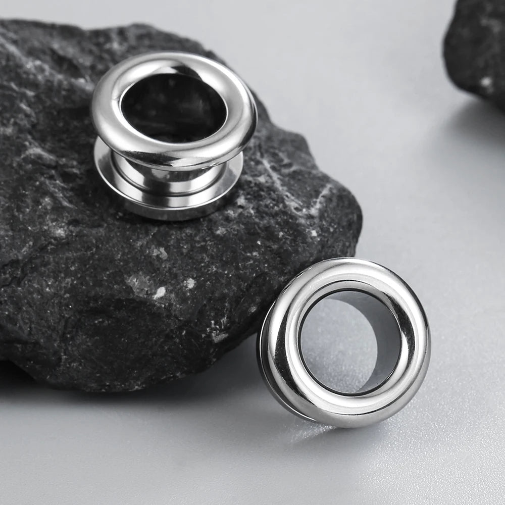 Tunnels lisses en acier 316L, 8 à 16 mm (paire)