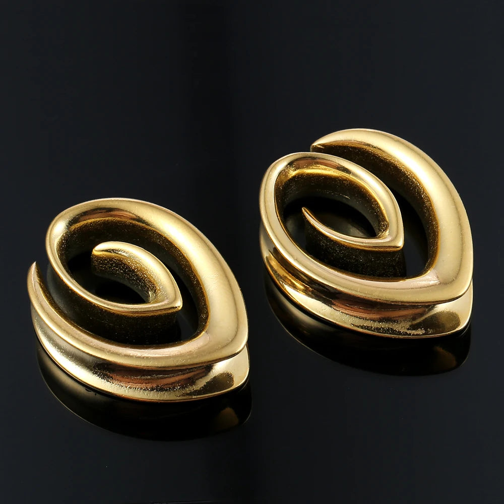 Écarteurs saddle spirale goutte en acier inoxydable (paire)
