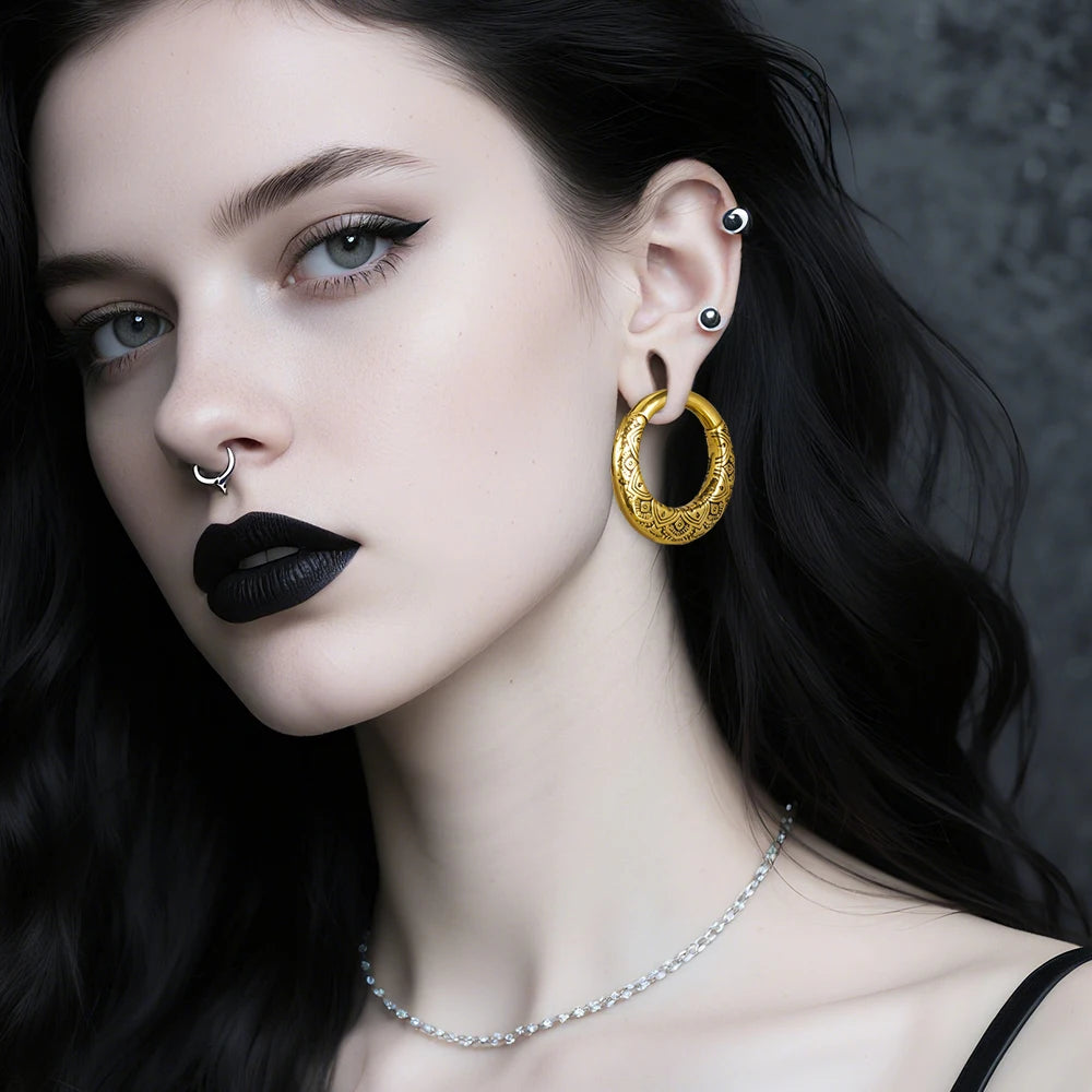 Poids d'oreille anneau vintage en acier 316L (paire)