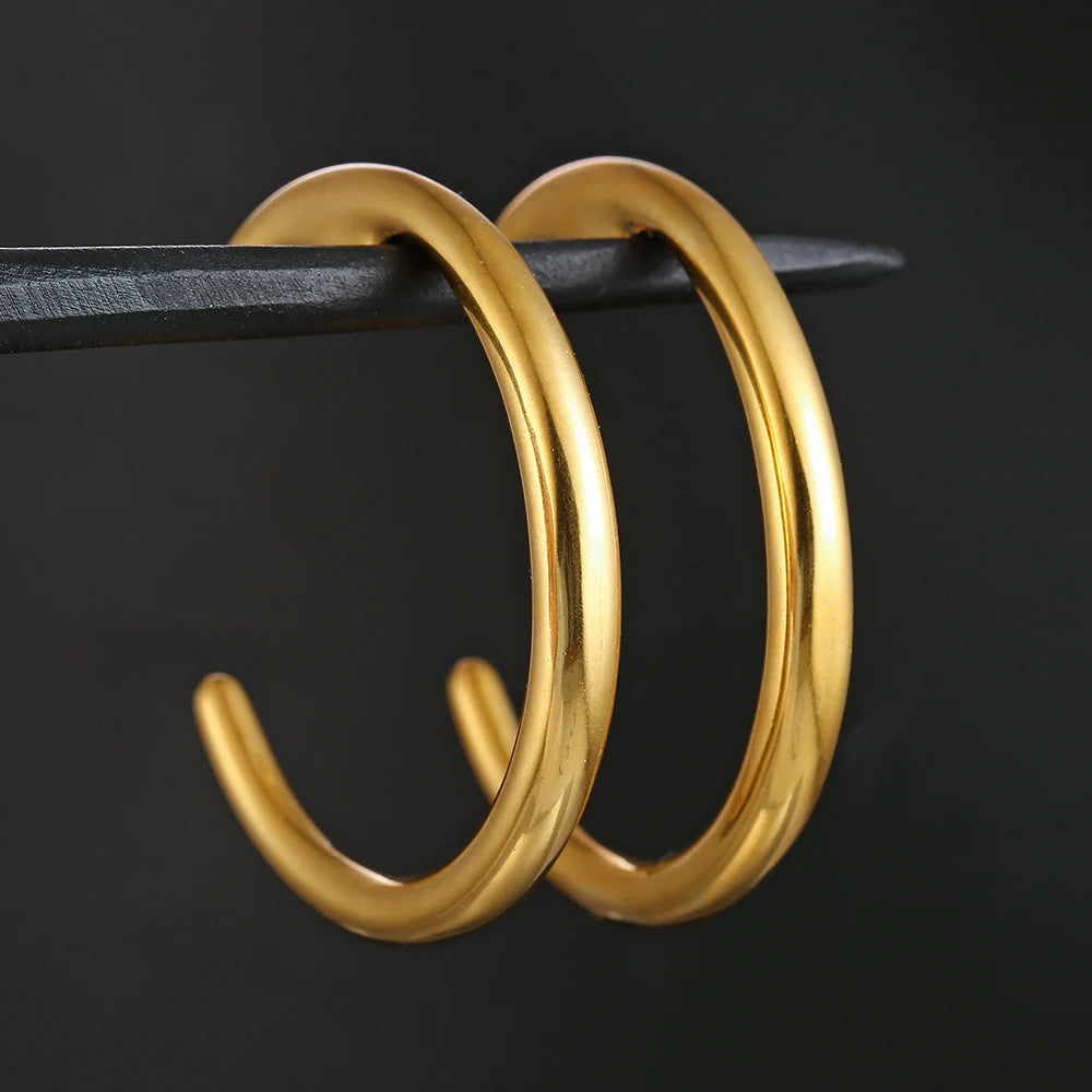 Poids d'oreille croissant de lune en acier inoxydable (paire)
