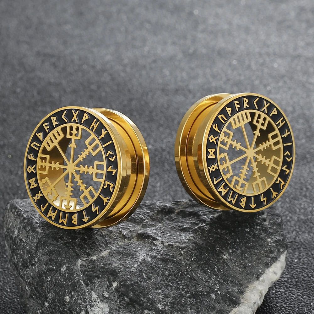 Tunnels runes vikings en acier 316 (paire)