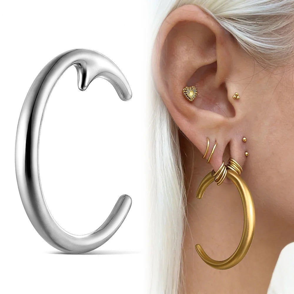Poids d'oreille croissant de lune – Acier inoxydable (lot de 2)