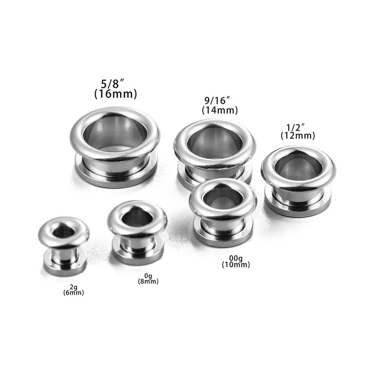 Tunnels ajourés 8-16 mm en acier 316L – Écarteurs (lot de 2)