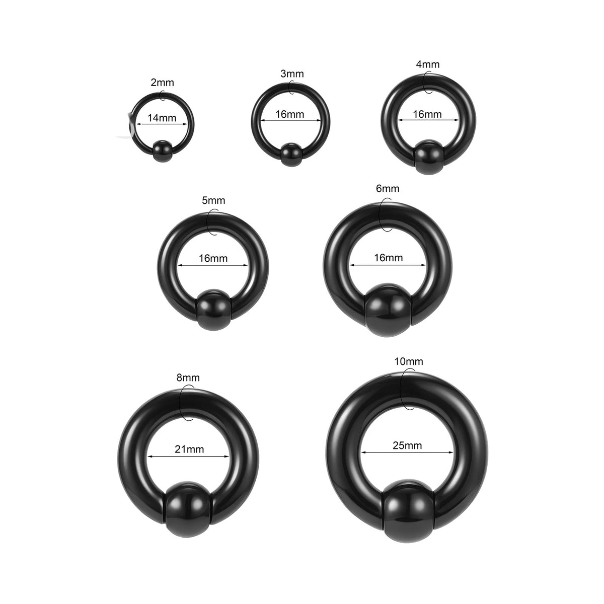 Plug tunnel acrylique noir 3-10mm – Grand taille (1 pièce)
