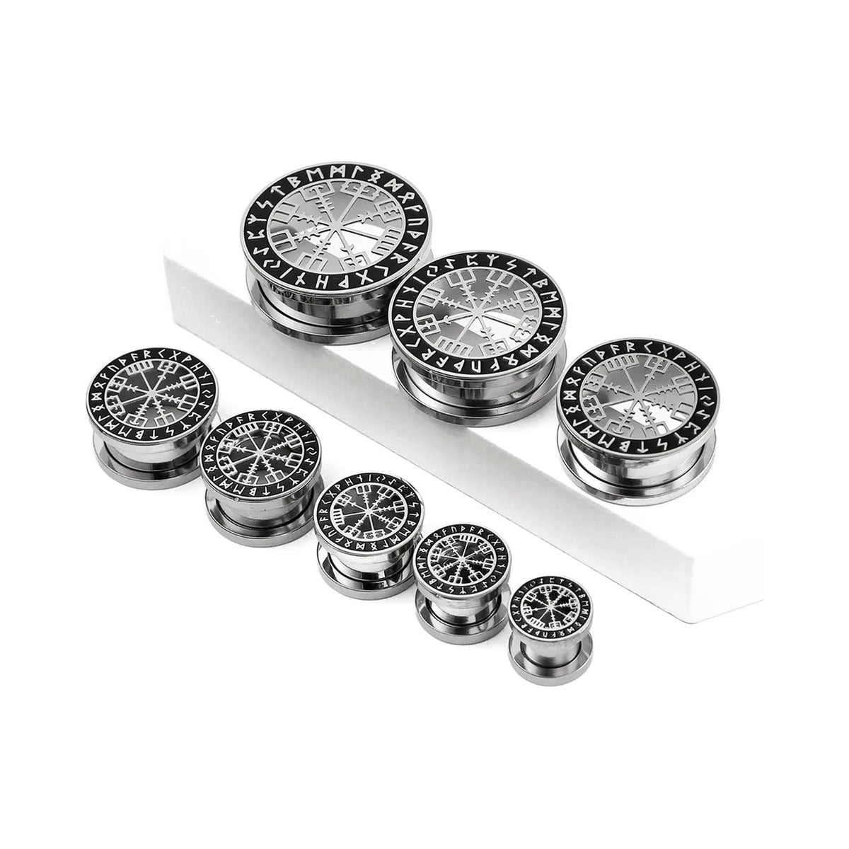 Tunnels runes vikings en acier 316 – Écarteurs de lobes (lot de 2)