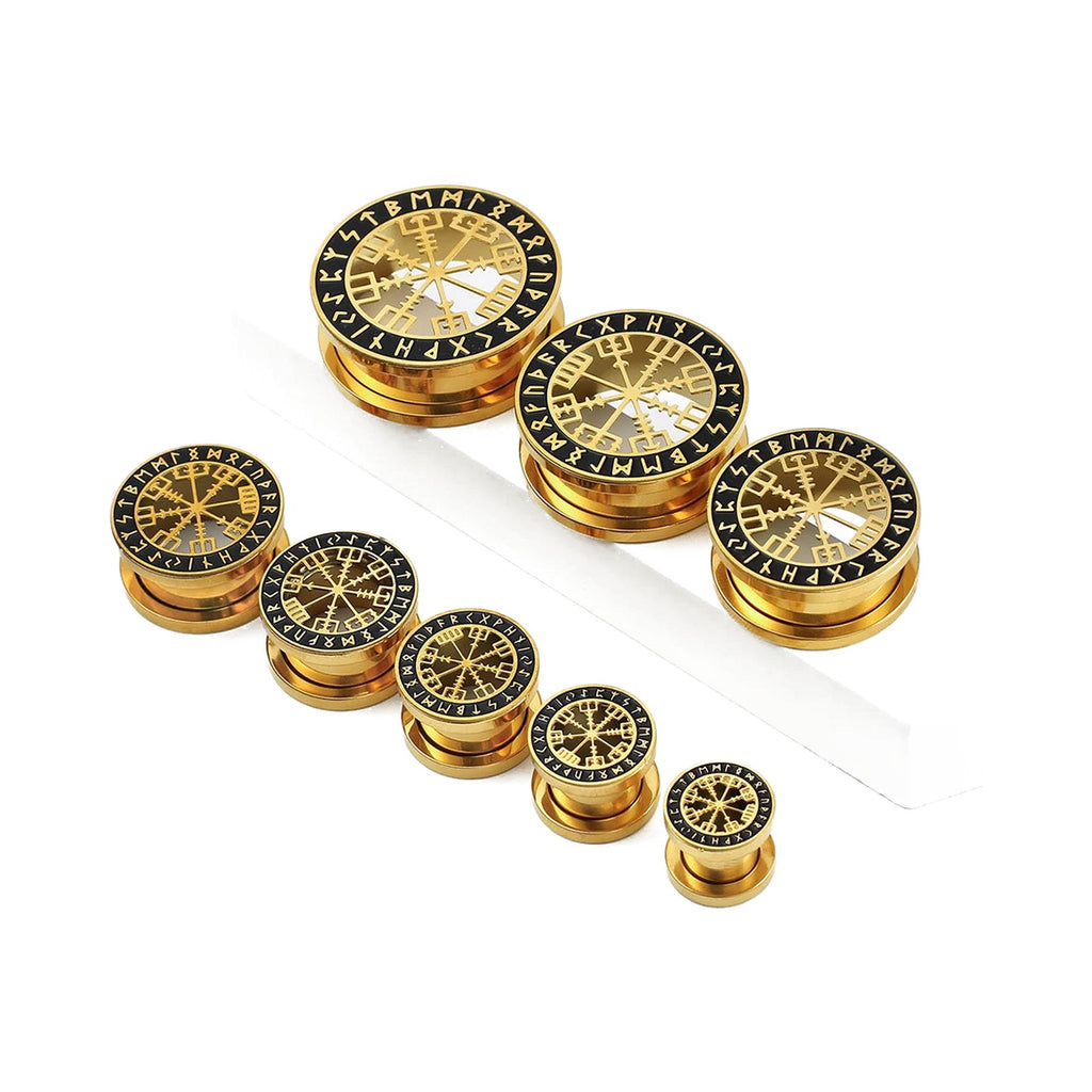 Tunnels runes vikings en acier 316 – Écarteurs de lobes (lot de 2)