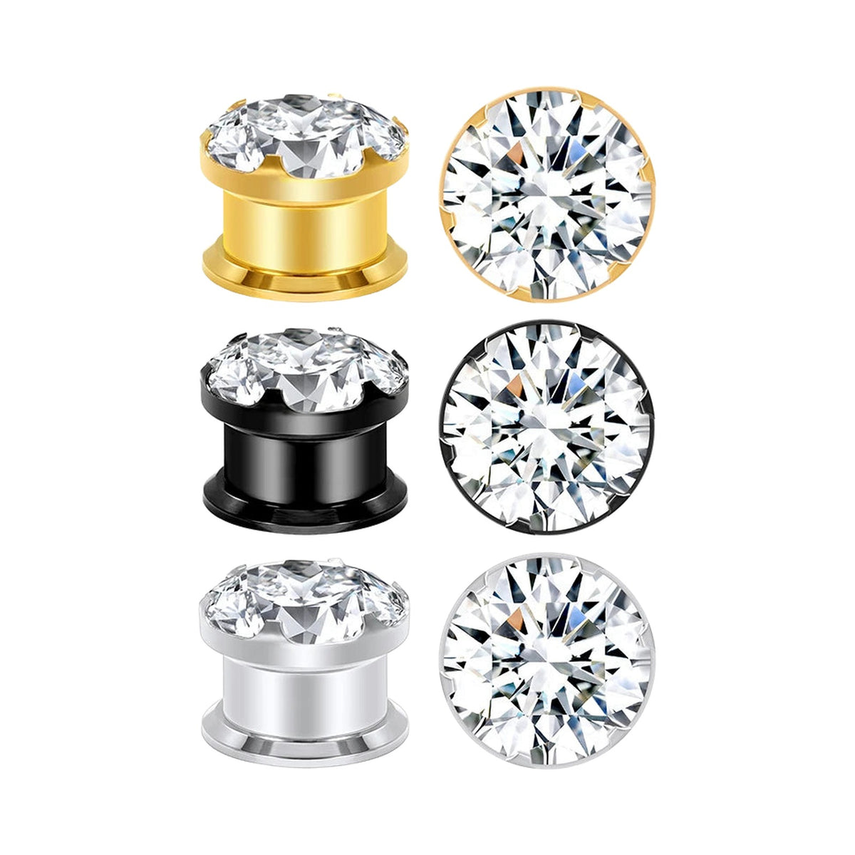 Tunnels plugs zirconium cristal noir – Acier inoxydable (paire)