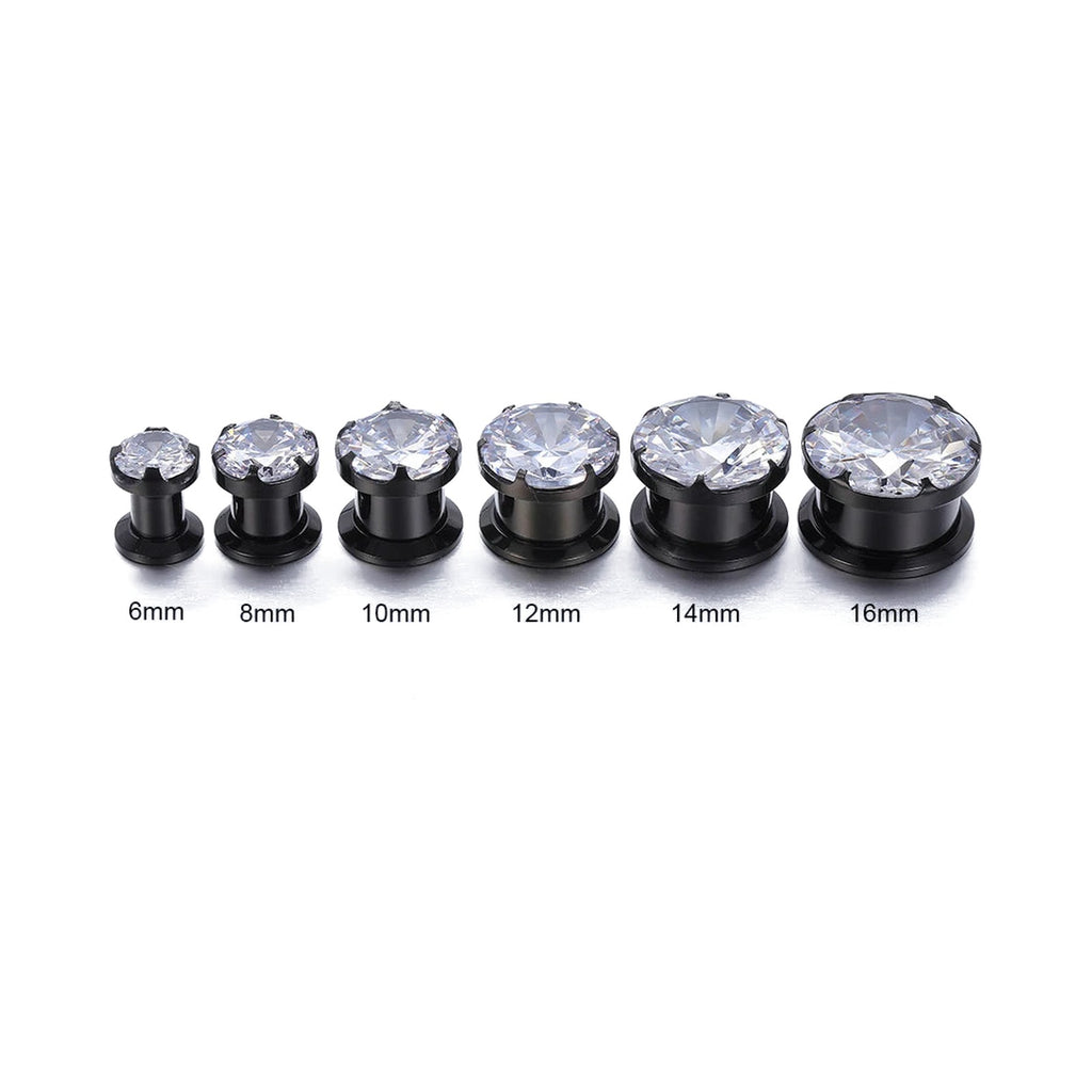 Tunnels plugs zirconium cristal noir – Acier inoxydable (paire)