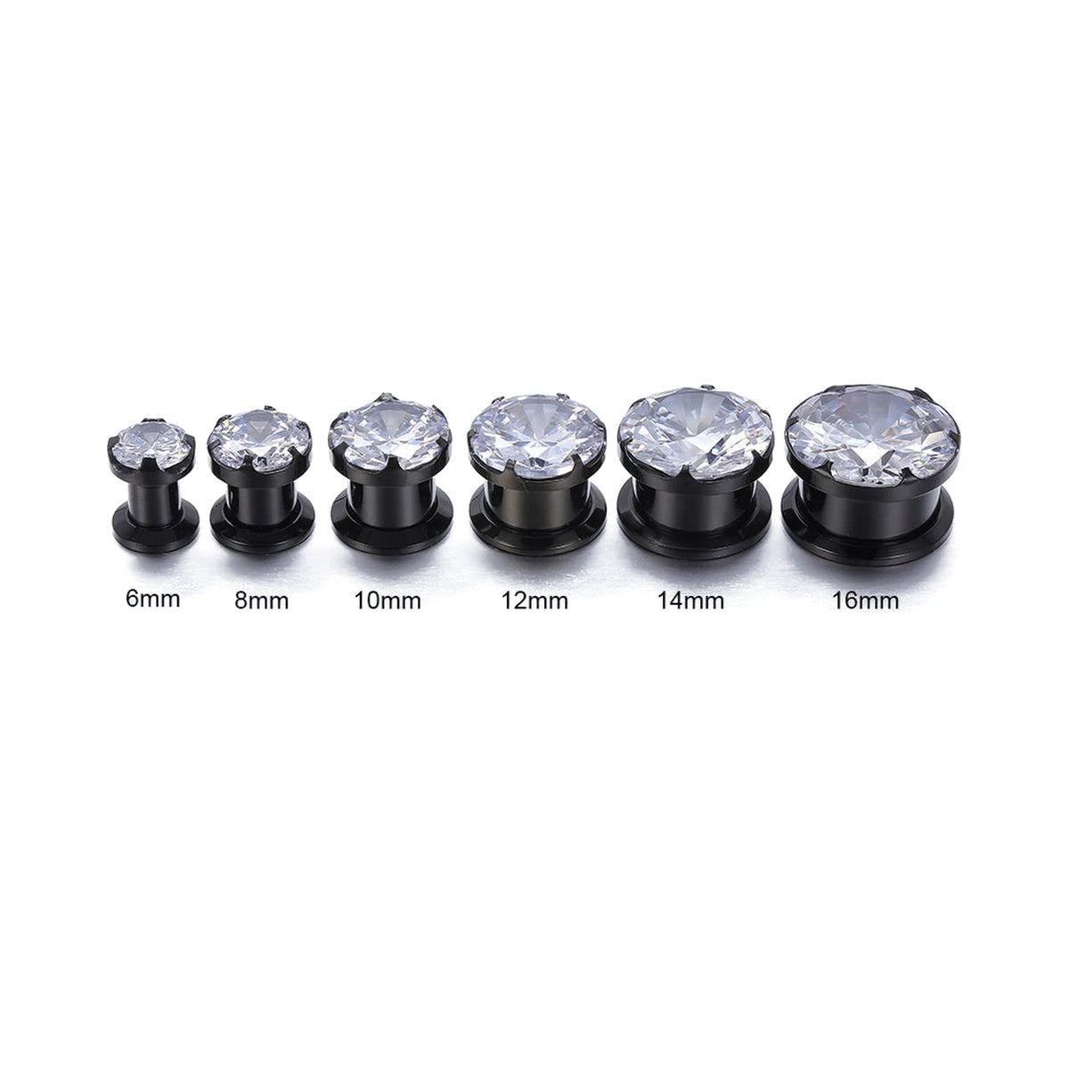 Tunnels plugs zirconium cristal noir – Acier inoxydable (paire)