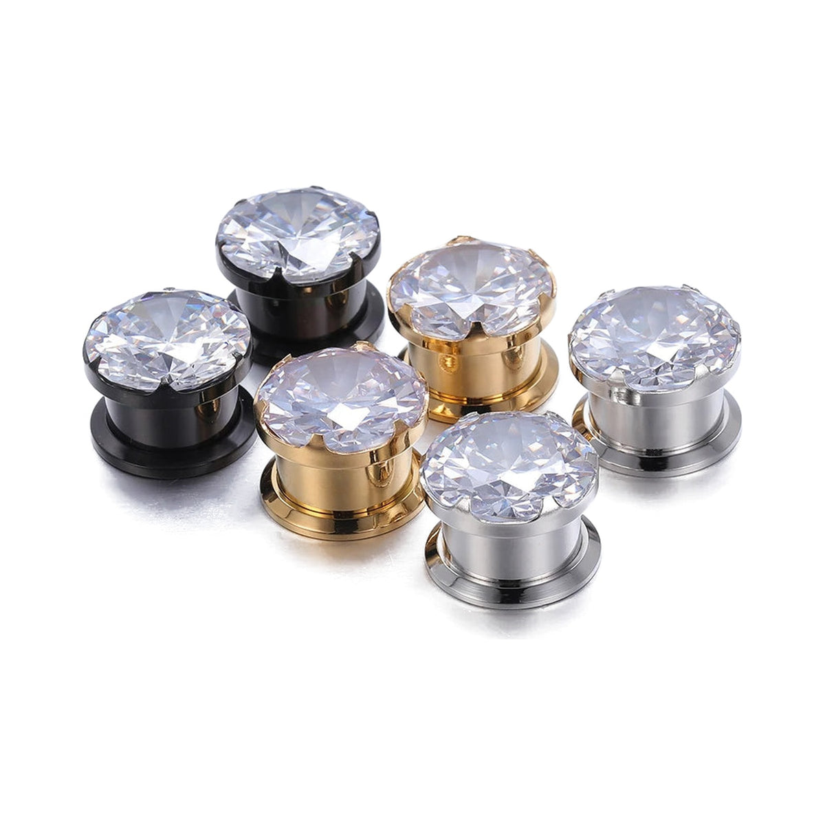 Tunnels plugs zirconium cristal noir – Acier inoxydable (paire)