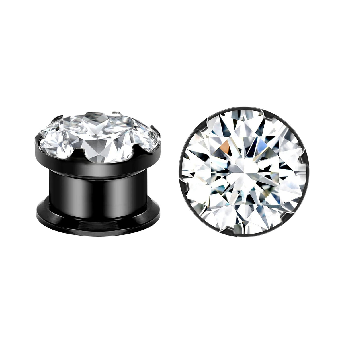 Tunnels plugs zirconium cristal noir – Acier inoxydable (paire)