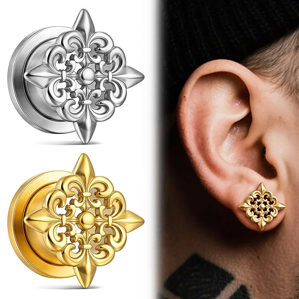 Tunnels fleur de lys vintage en acier inoxydable (lot de 2)