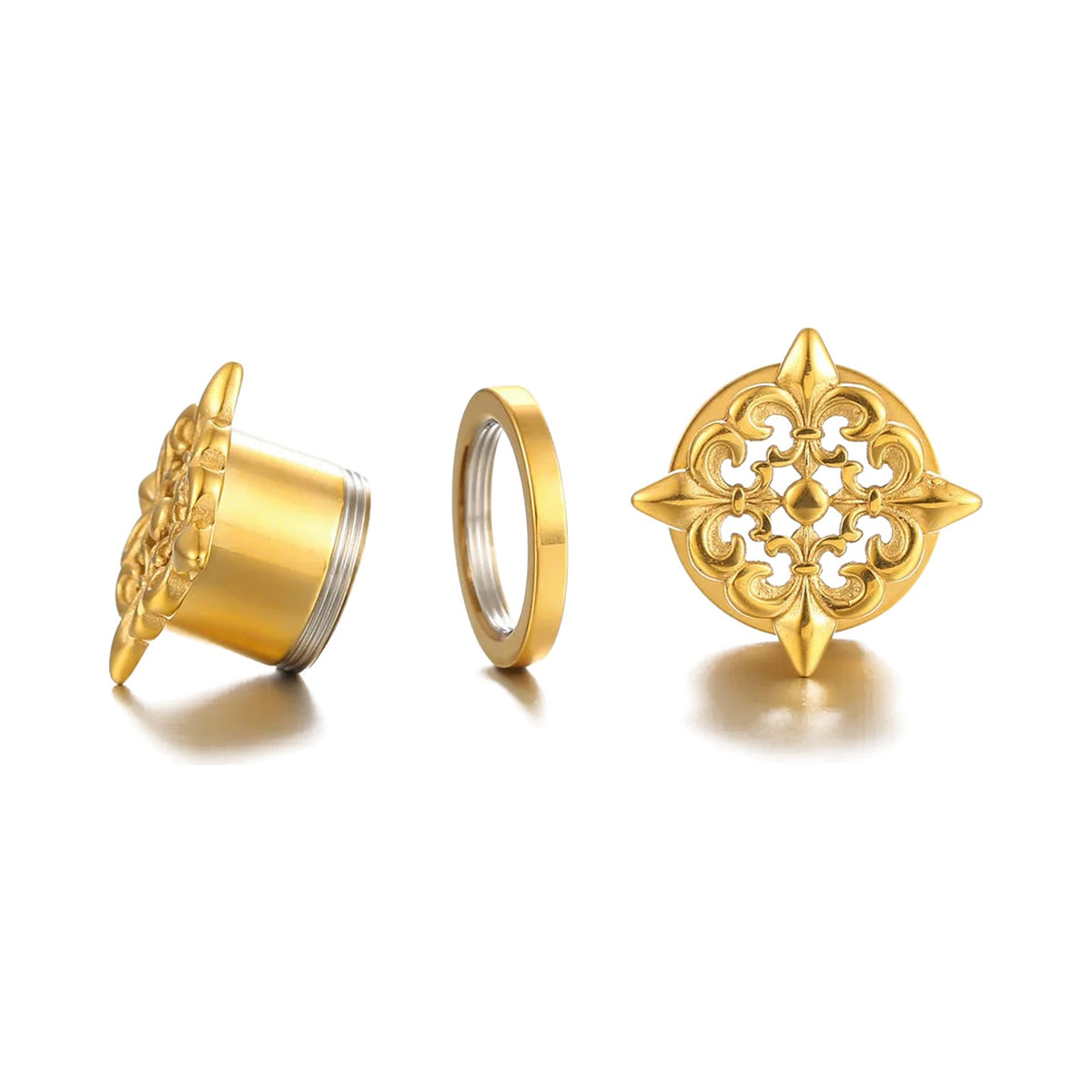 Tunnels fleur de lys vintage en acier inoxydable (lot de 2)