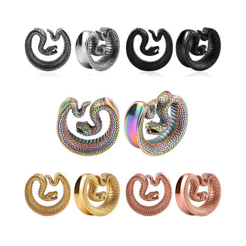Tunnels ouvert serpent en acier inoxydable (lot de 2)