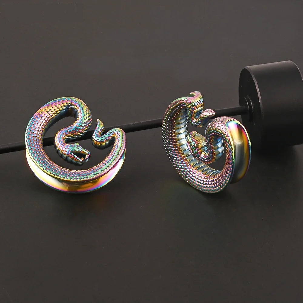 Tunnels ouvert serpent en acier inoxydable (lot de 2)