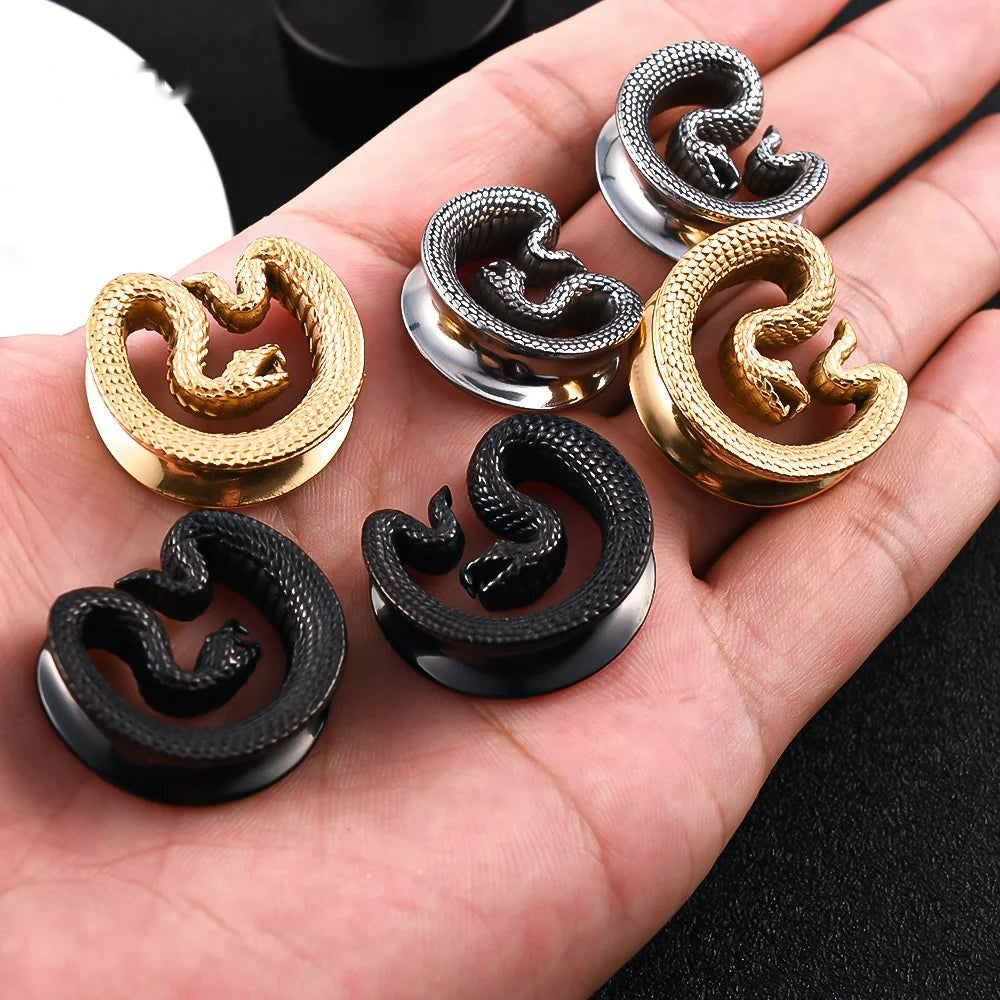 Tunnels ouvert serpent en acier inoxydable (lot de 2)