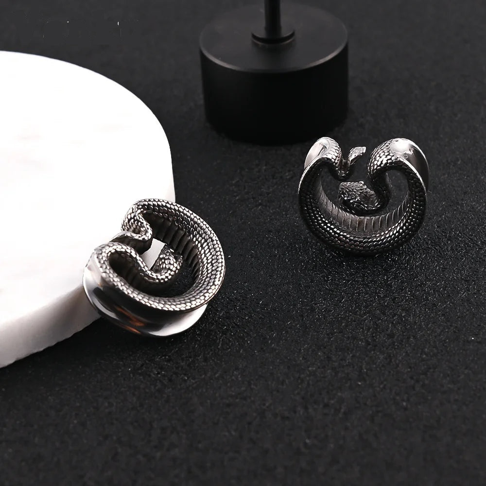 Tunnels ouvert serpent en acier inoxydable (lot de 2)