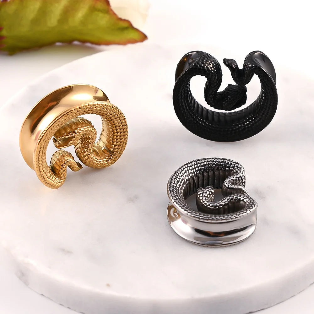 Tunnels ouvert serpent en acier inoxydable (lot de 2)