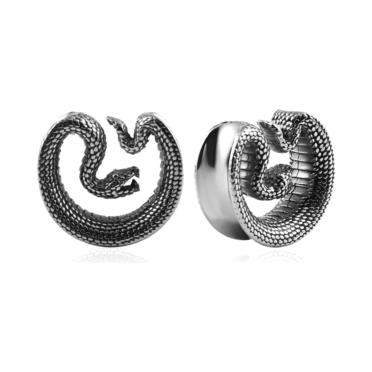 Tunnels ouvert serpent en acier inoxydable (lot de 2)