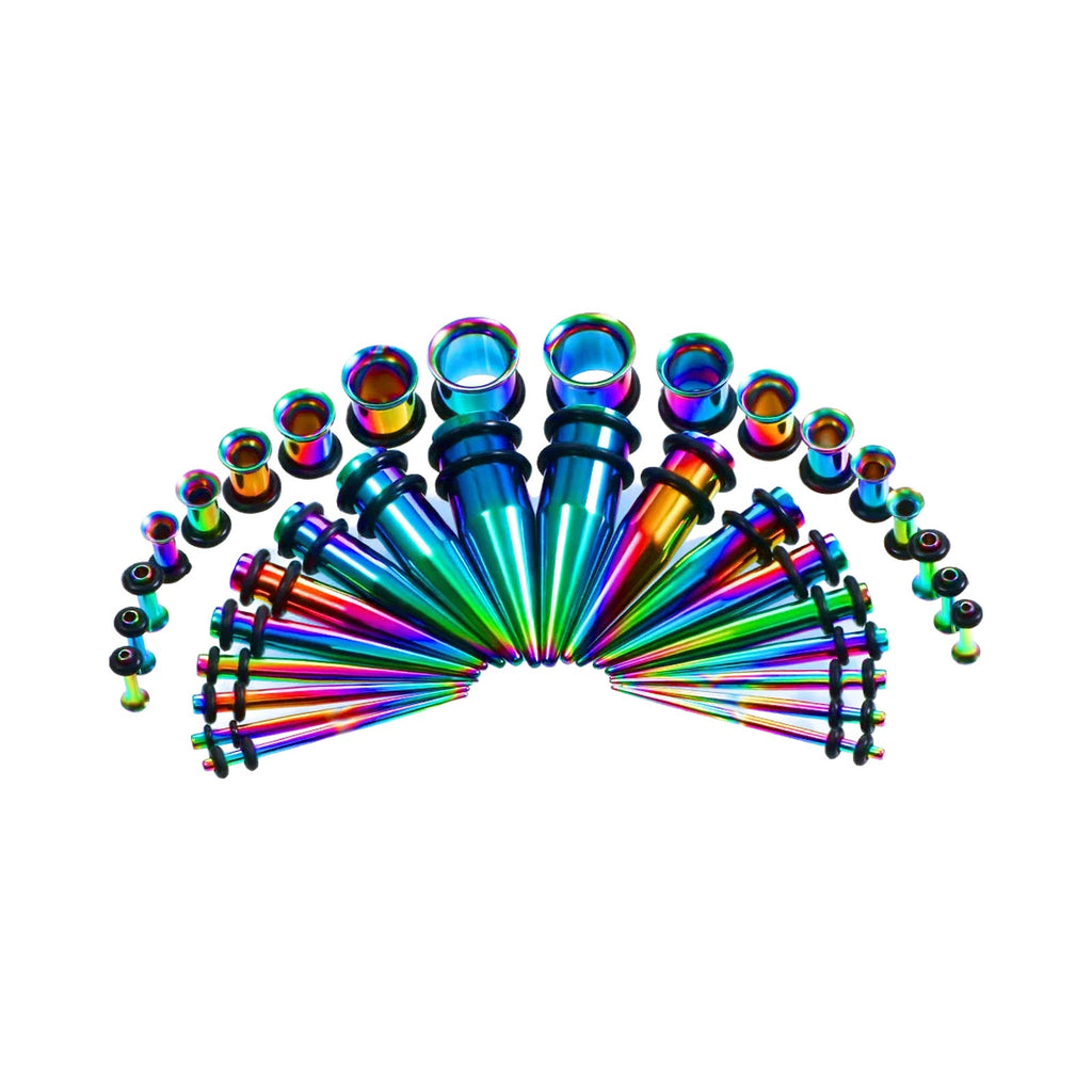 Kit de stretching 36 pièces 14G-00G – Tapers, plugs et œillets acier