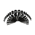 Kit de stretching 36 pièces 14G-00G – Tapers, plugs et œillets acier