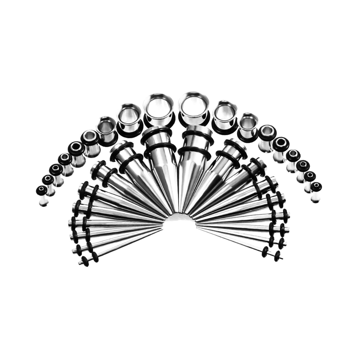 Kit de stretching 36 pièces 14G-00G – Tapers, plugs et œillets acier