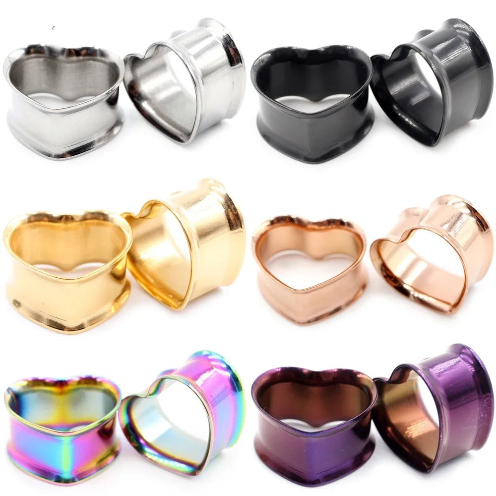 Plugs cœur en acier inoxydable 8-30mm (lot de 2)