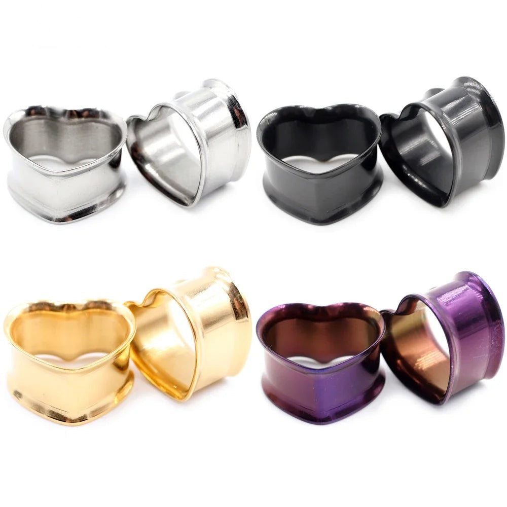 Plugs cœur en acier inoxydable 8-30mm (lot de 2)