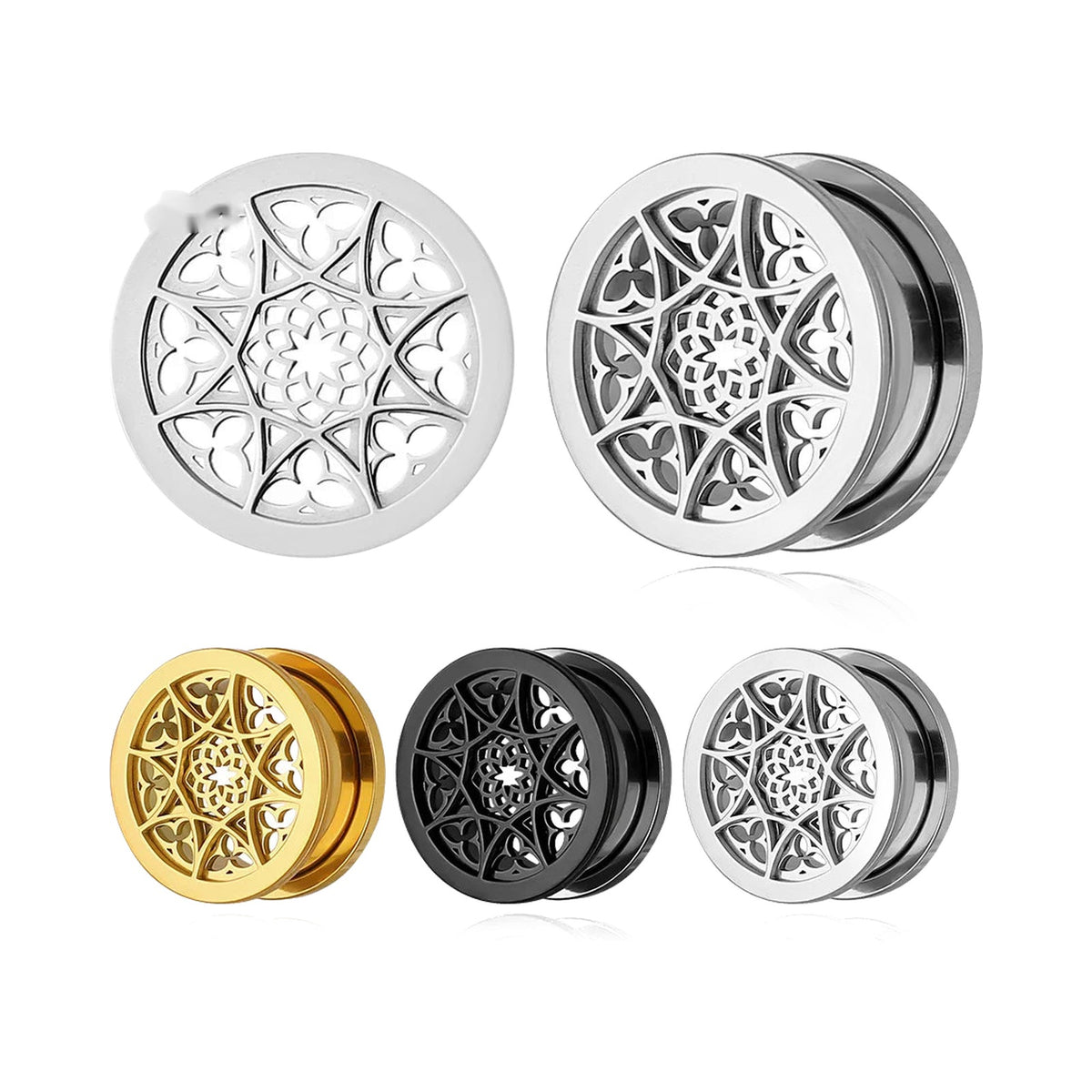 Plugs acier fleur — paire