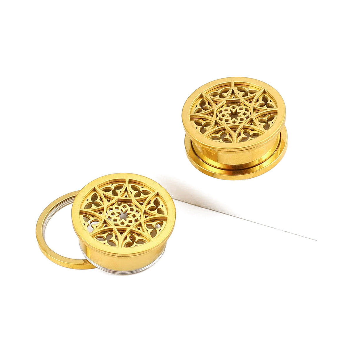 Plugs acier fleur — paire