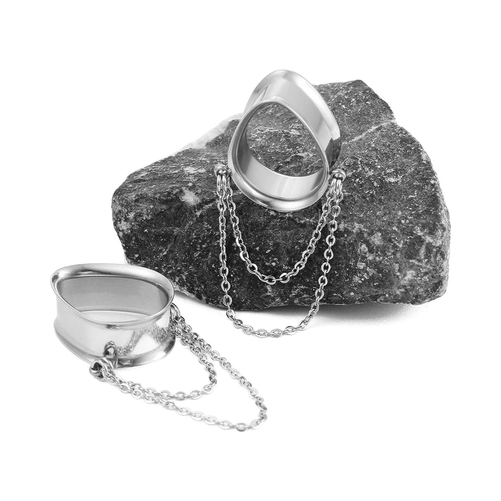 Plugs acier goutte à chaîne — paire